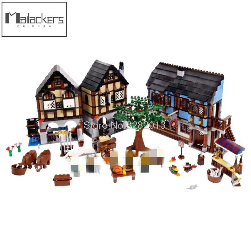 

Castle Series the Medieval Market Village City Model 1601Pcs Building Brick classic Architecture Kids Toy