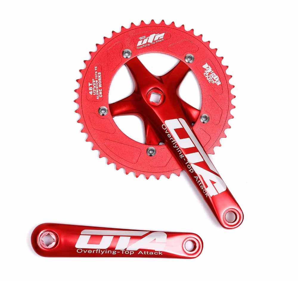 Односкоростной велосипед Crankset Chainwheel 170 мм Crank Arms 130 BCD Chainwheel 48 T Fixie Crankset для односкоростной велосипед, фиксированная Gea - Цвет: Red