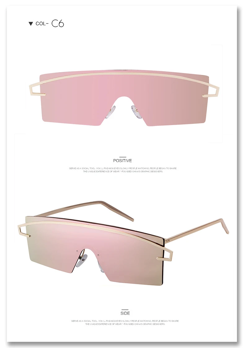 Негабаритные солнцезащитные очки без оправы, Женские Ретро винтажные большие квадратные цельные оправы, прямоугольные солнцезащитные очки, моно линзы, оттенки OM634