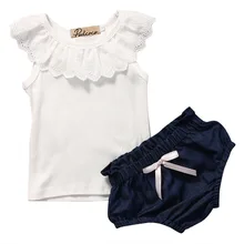 Комплект одежды для новорожденных девочек; летняя одежда; костюм для девочек; детская одежда; футболка; топы; джинсовые штаны; летний комплект из 2 предметов
