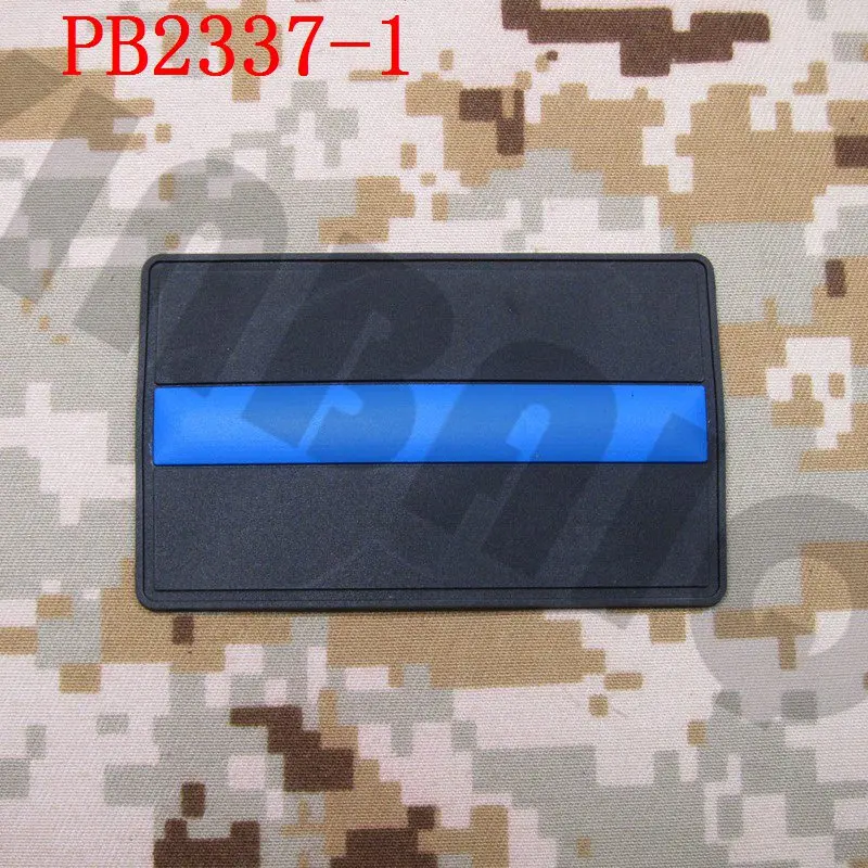 PB2337 Black 3D ПВХ патч тонкая Голубая линия полиция спецназ Резиновый патч - Цвет: PB2337 Black