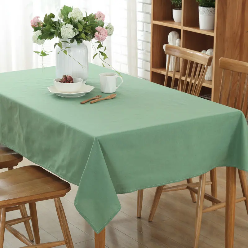 Candy Colour Linen Cotton Table Cloth Dustproof Modern Rectangle Tablecloth Dining Table Cover For Kitchen Home Decor