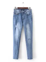 Jenny & Dave новые джинсы женские высокие уличные джинсовые синие цвета хорошие Стрейчевые рваные джинсы-карандаш женские цветные обтягивающие