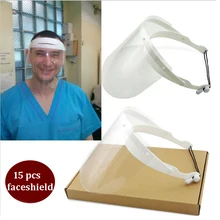 15 шт. стоматологический анти-туман защитный лицевой экран Рамка с одноразовыми защитными пластиковыми козырьками(15 шт.) Стоматологическое использование