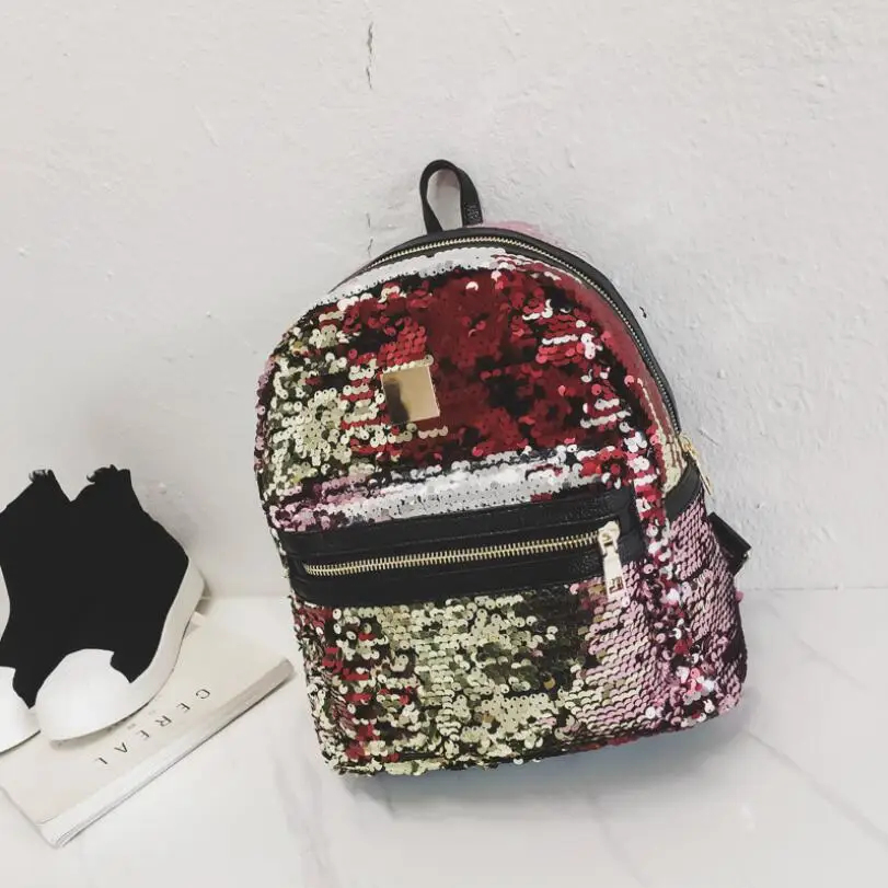 Glitter Backpack Women Sequin Backpacks Teenage Girls Bling Fashion