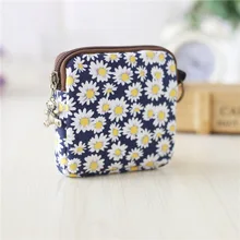 Холщовый цветочный принт, Женский кошелек для монет, гигиенические Сумки для салфеток, женский маленький мешочек для денег, bolsa carteira feminina для девочек и мальчиков
