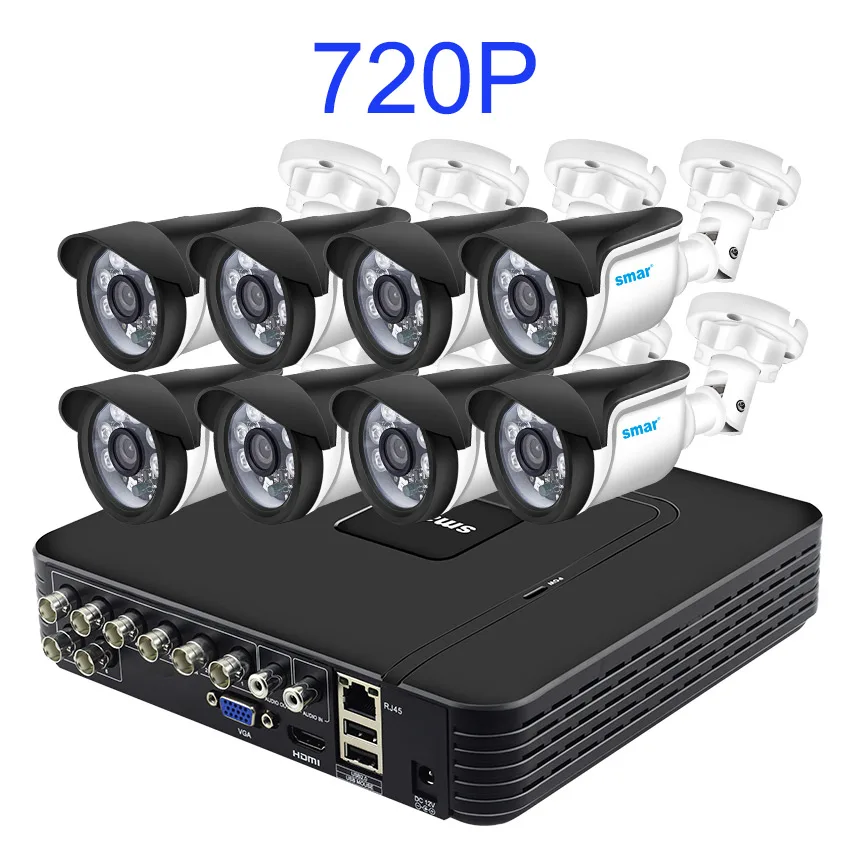 Sm8ch 1080N AHD DVR комплект 5 в 1 8 шт 720 P/1080 P наружная система видеонаблюдения IR камера безопасности система видеонаблюдения - Цвет: Черный