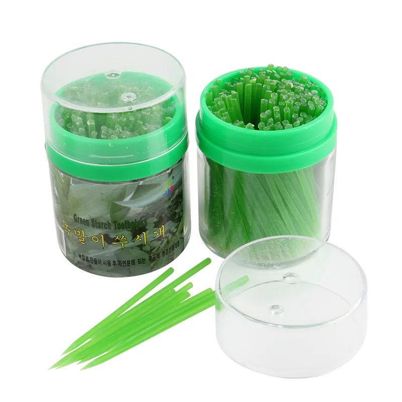 Beige/Green Korean Crystal Corn Starch Toothpick Mondadientes Edible