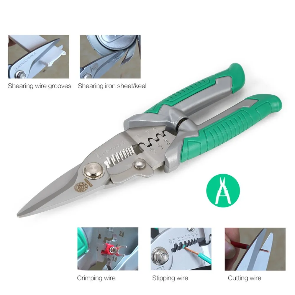 

New BERRYLION Crimping Pliers Multitool Wire Stripper Cutting Cable Scissor Garden Twigs Leather Electricians Crimping Tool