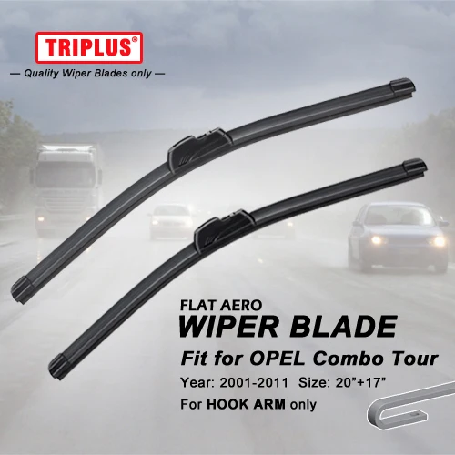 

Wiper Blade for OPEL Combo Tour (2001-2011) 1set 20"+17",For Vauxhall Flat Aero Beam Windscreen Wiper Frameless Soft Blades