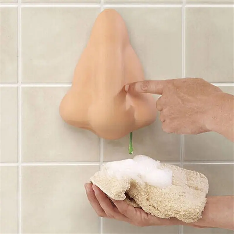 Orange Nose Shape Soap Dispenser Cute Shower Gel Sanitizer Funny Nose Bathroom Show With Suction Hooks Novelty 17x13x8cm