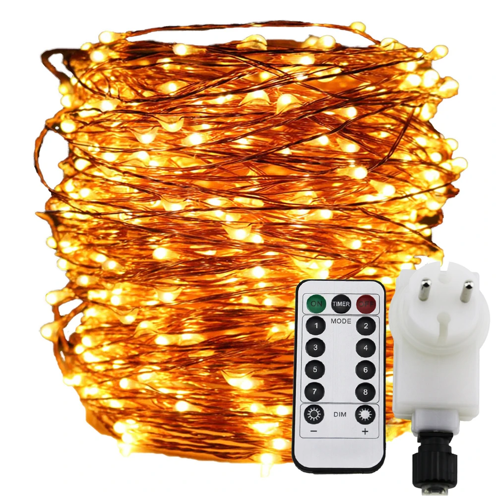 30M 100M Copper Wire Christmas Fairy Rope Lights+EU/UK Adapter String