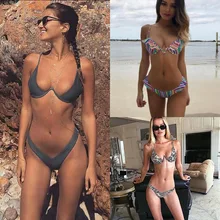 2017 New high cut thong bathing suit high waist swimsuit Solid swimwear women Brazilian Biquini