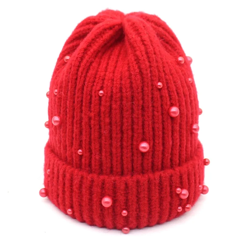 Minhui милые жемчужные шапки для женщин и девочек, зимняя шапка, шапка бини, шапка, вязаная шляпа Gorro