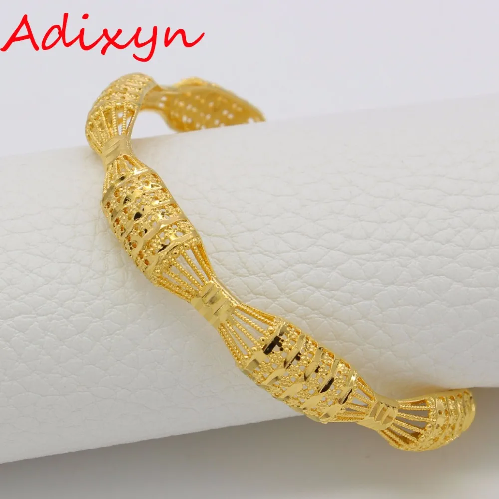 Adixyn Диаметр 6,5 см& 6,8 см браслет в эфиопском стиле для Для женщин Золотой Дубай Свадебный Африканский браслет Арабские Ювелирные украшения подарки N1813