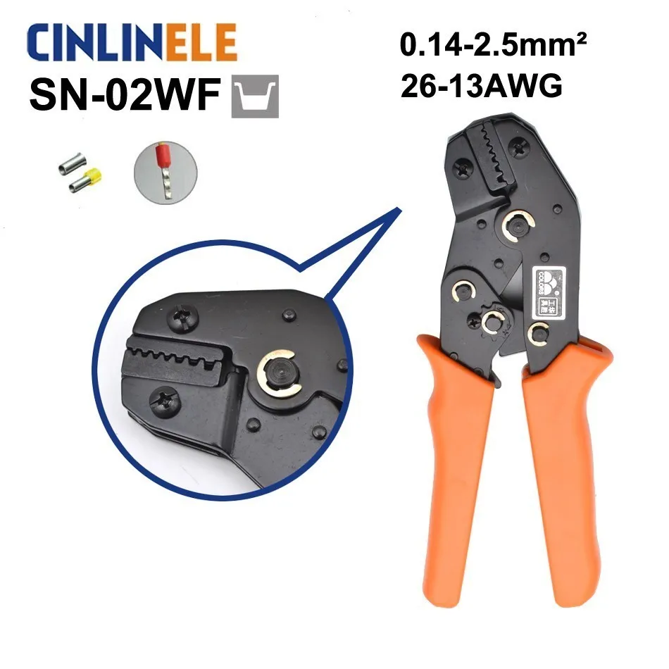 

Free Shipping SN-02WF 0.14-2.5mm 26-13AWG Mini Type Self Adjustable Crimping Hand Pliers Electrical Wire Terminals Crimper Tools