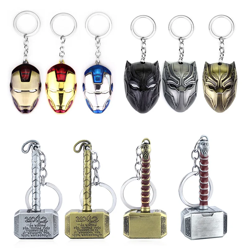 

Marvel Avengers Endgame Keychain Thor Hammer Iron Man Black Panther Mask Captain America Shield Keychain For Keys Men Women