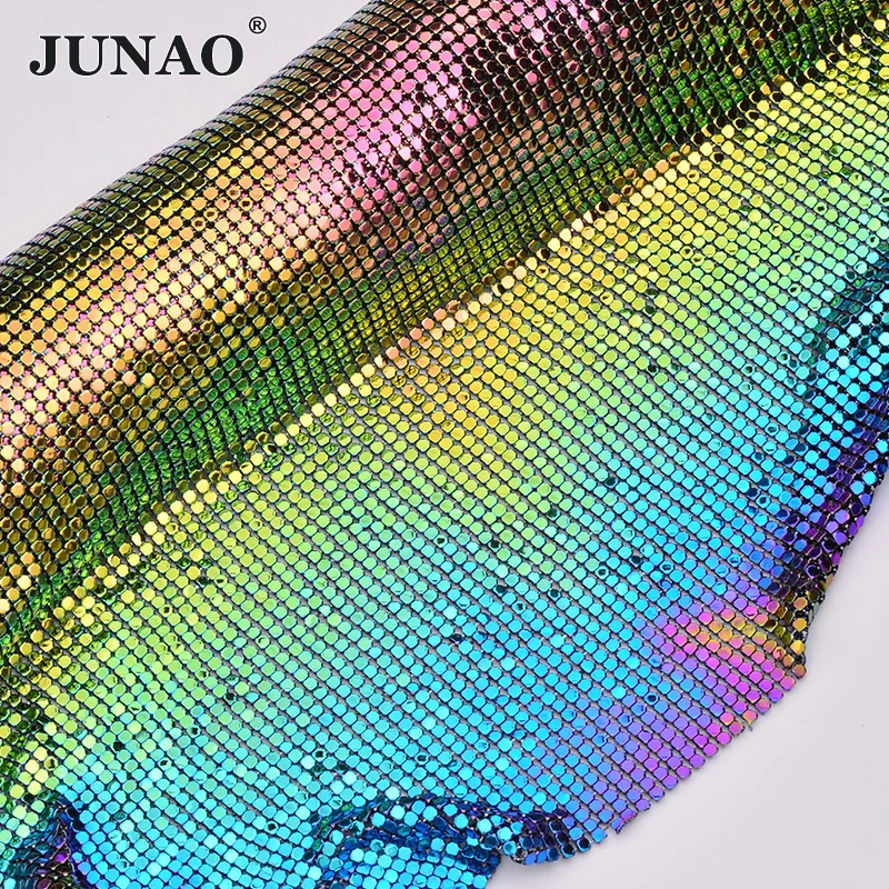 Цветная алюминиевая сетчатая металлическая отделка JUNAO 45*150 см стразы тканевый