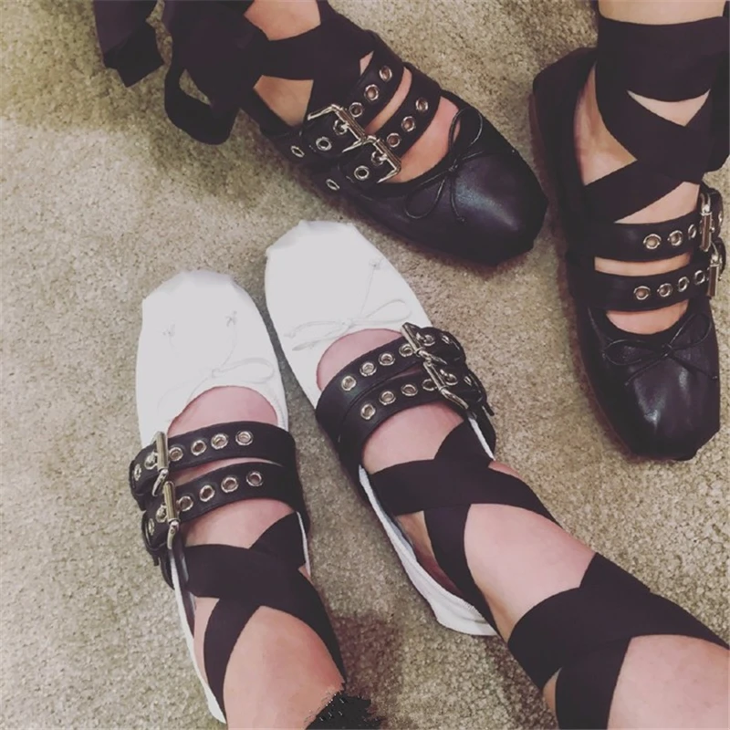 

Hot 2017 Europe Famous designer Ballet Flats Double Buckled Women Dancing Shoes Genuine Leather Bowtie Loafers Ballerina Flats