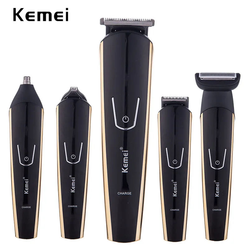 

100-240V kemei 5 in 1 hair trimmer titanium clipper electric shaver beard razor men styling tools shaving machine for barber