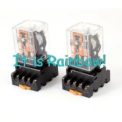 

Free Shipping 2pcs MK3P 11 Pin 3PDT 3P2T DIN Rail Power Relay Set DC 24V Coils