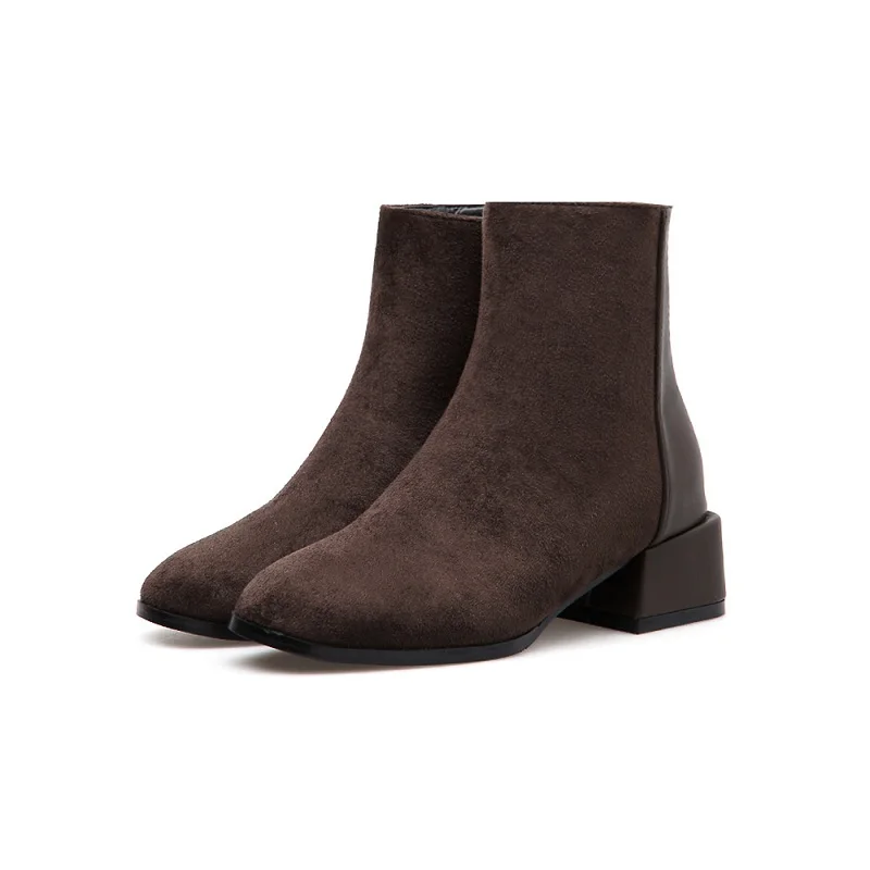 Samt Wintermuster Brwon Plus Hausschuhe 0121 Wildstiefel Rundkopf Martin Damen 2018 Explosion Qhsrtd