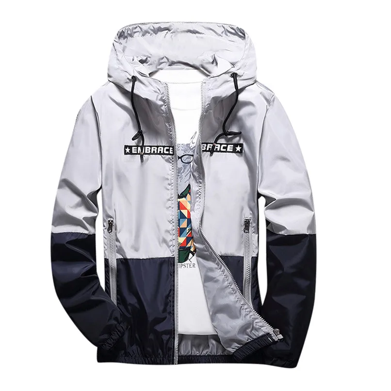

Cycling Jackets Men Running Jackets Spring Autumn Winter Alphabet Printing Color Collision Hoodie Outdoor Jacket Coat #2N29