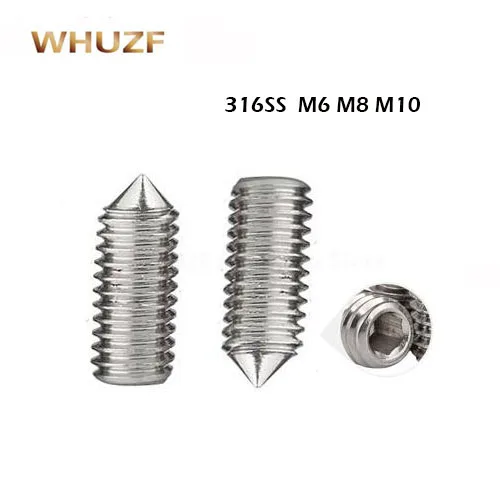 

M6 M8 M10 316 Stainless Steel Grub Screws Cone Point Hexagon Hex Socket Set Screws HW005