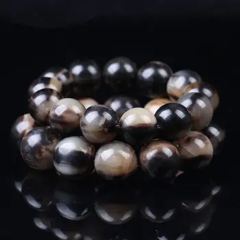 

BB-203 Tibet Natural Yak Horn Round Beaded Bracelet for Man Healthy 16mm 18mm 20mm 22mm
