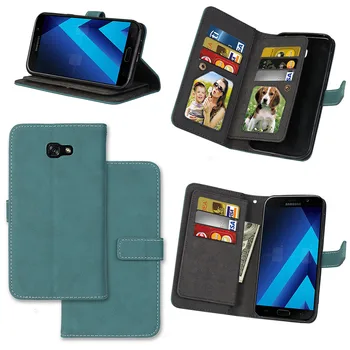 

20pcs/lot Free shipping Scrub 9 card+photo frame leather skin cover case for Samsung Galaxy A3 A5 A7 2017 A320 A520 A720 case