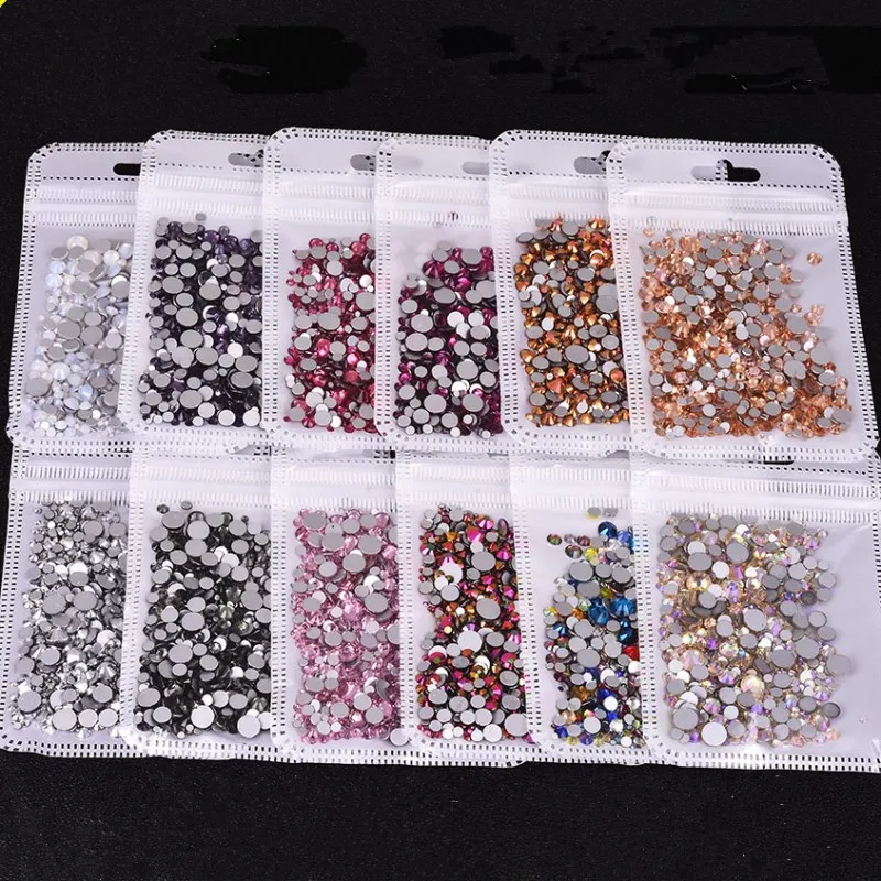 

Mix Sizes High Quality 31 Color Crystal Glass Non Hotfix Flatback Nail Rhinestones For DIY Nails 3D Nail Art Decorations Gems