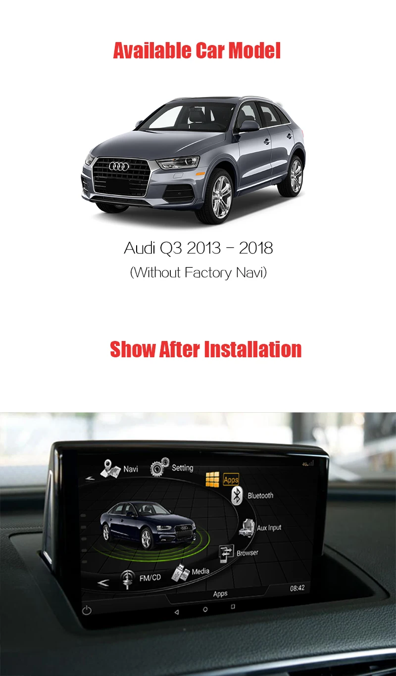 Top Realsun 8 Inch Android 7.0 Audi Q3 3G RAM 32G ROM Octa Core 4G Network 1024*600 HD Car Multimedia Player Radio GPS Navigation 4