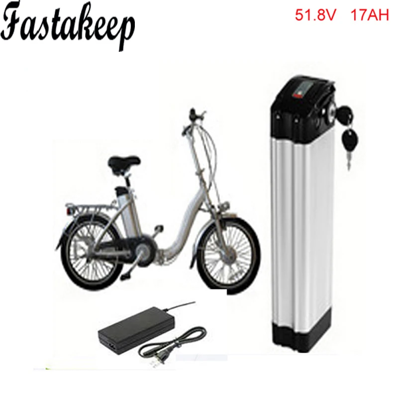 Серебряная рыба 52v литий ионный аккумулятор ebike 17ah для электровелосипеда|silver