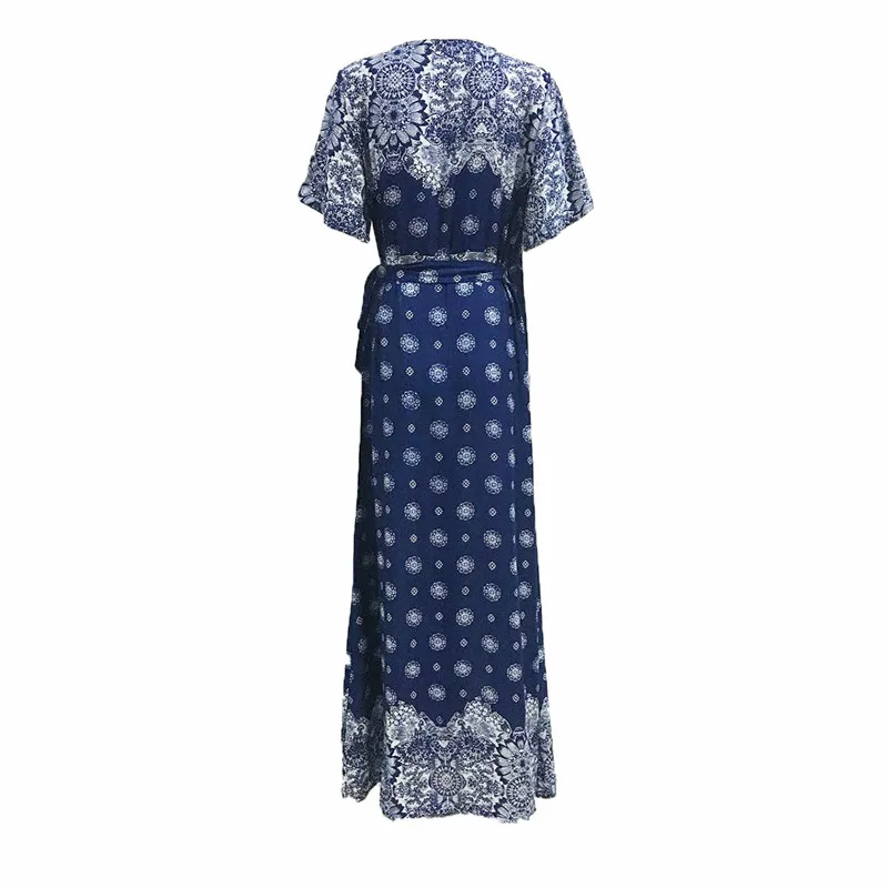 Women Long Sleeve Beach Dress Summer Swimwear Bohemian Long Dresses Sexy Vintage Printed Beachwear Cover Up Dress6
