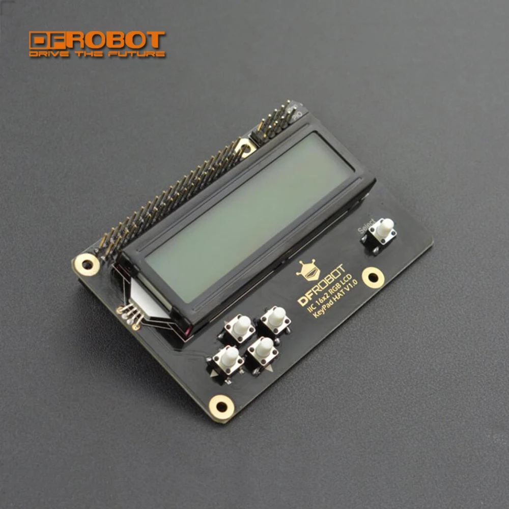

new DFRobot IIC 16x2 1602 RGB LCD Display KeyPad HAT Shield V1.0 for Raspberry Pi with GPIO Pin RGB adjustable backlight