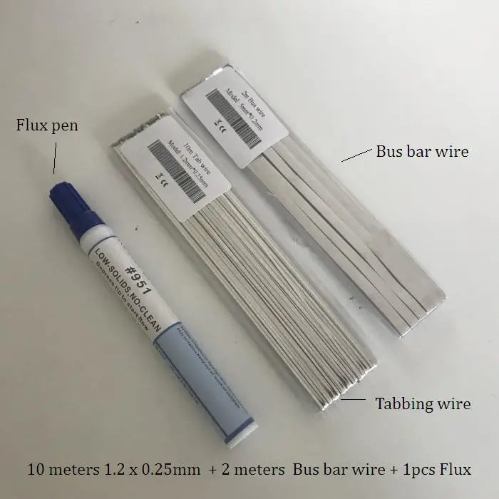 

ALLMEJORES Solar cell Tabbing wire 10meters 1.2mm *0.25mm +2m Bus barwire +Flux pen for DIY solar panel PV Cooper stirp