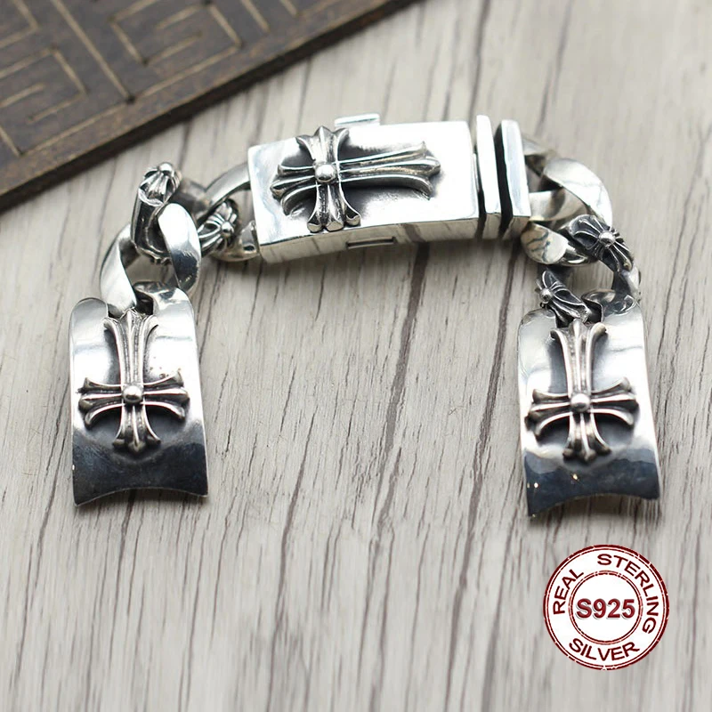 

925 sterling silver watch Bracelets Personality retro punk style Crusader spend arrogance rough bracelet jewelry Send gift lover