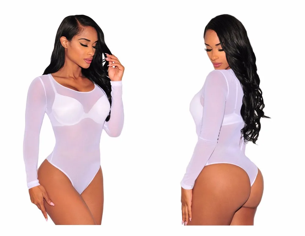 LIVA GIRL 2020 Nude Mesh Bodysuit Rompers Bodycon Jumpsuit Turtleneck Skinny Bodysuits Transparent New Women Sexy Body Clothing
