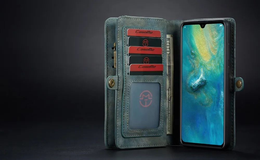 CaseMe чехол из натуральной кожи для huawei mate 20 Pro Coque, кошелек на молнии, откидной Чехол для телефона huawei mate 20 P30 P20 Lite Fundas