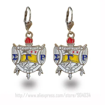 

GREEK Sigma Gamma Rho Crest Shield enamel charm SGR Shield charm earring Jewelry