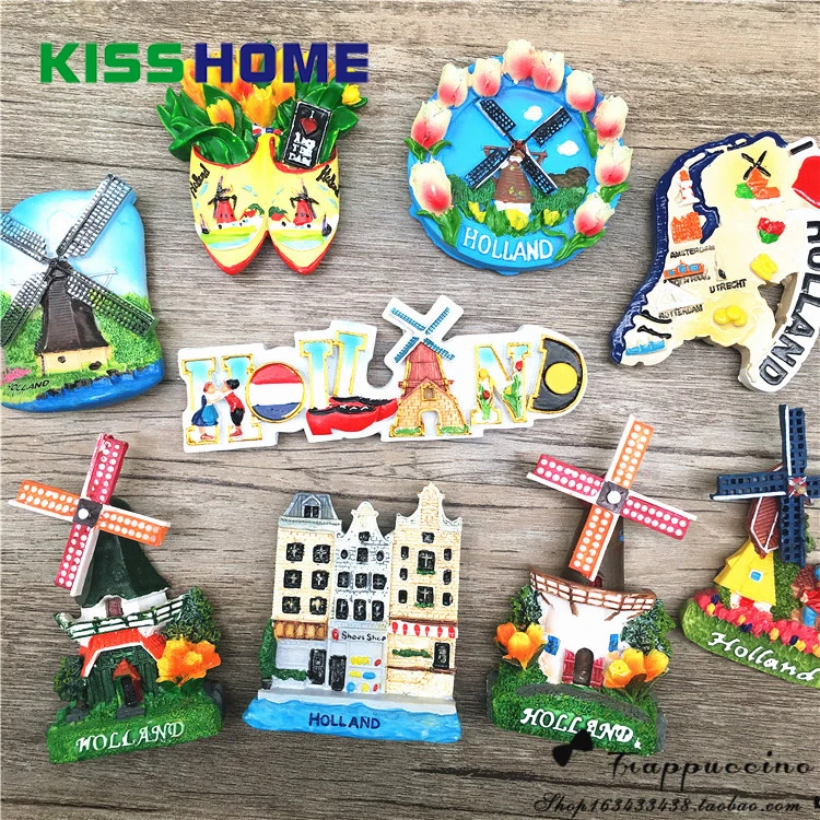 

Famous Landmark Resin Refrigerator Stickers Magnetic Stickers Netherlands French Decorative 3D Fridge Stickers Fridge Magnet