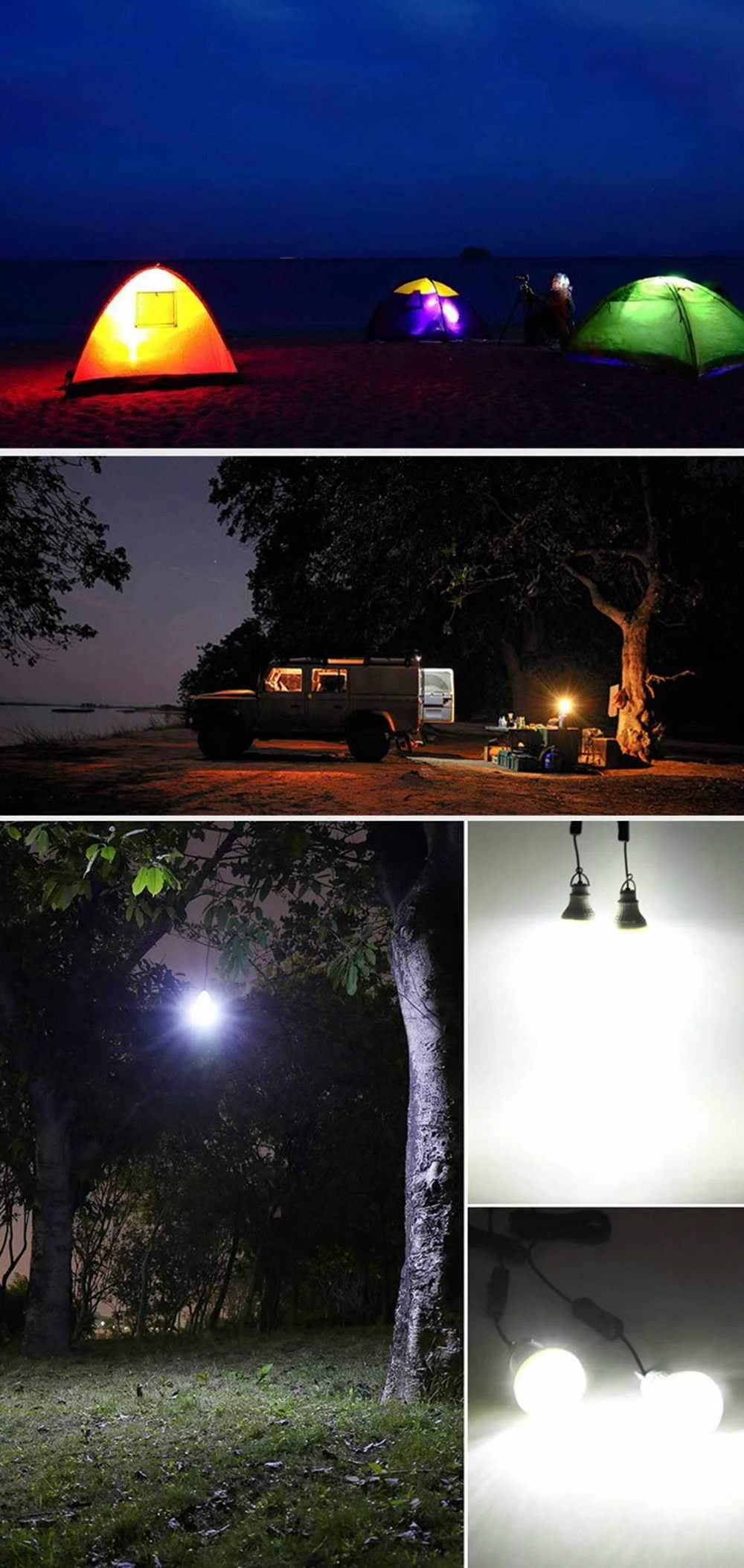 Прямая поставка, солнечная панель, 2 шт., светодиодный комплект ламп, водонепроницаемый светильник, датчик, для кемпинга, палатки, рыбалки, аварийная лампа