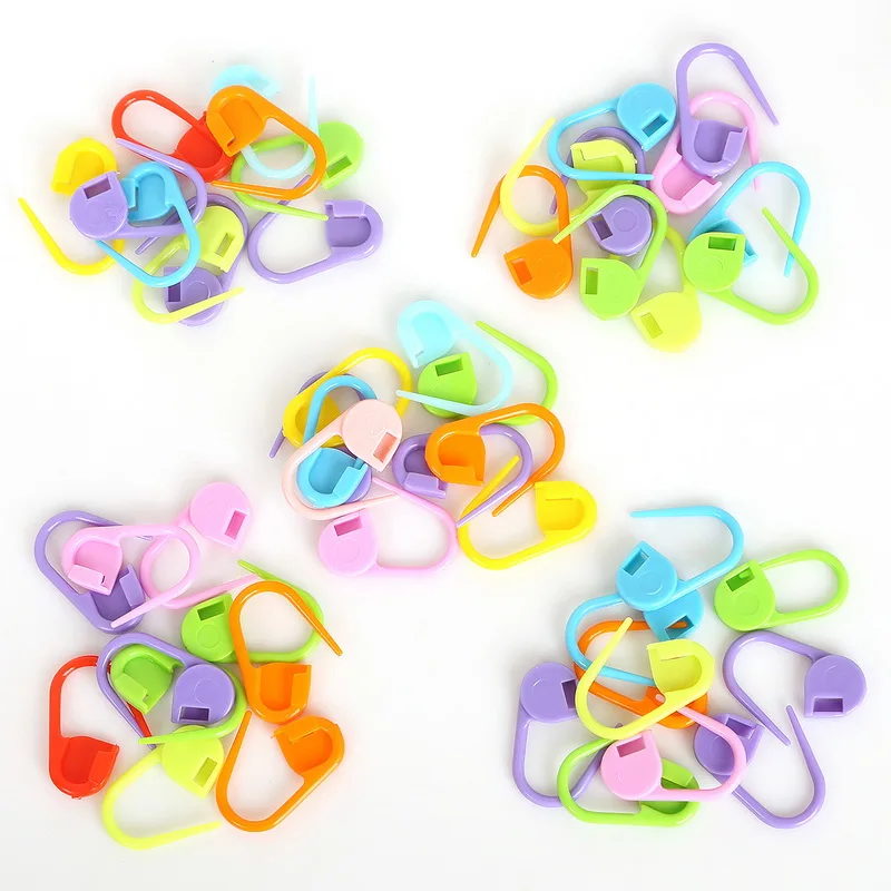 30pcs 22mm Mix Colors Locking Stitch Marker Lock Pins Plastic Ring Markers for Knitting Crochet