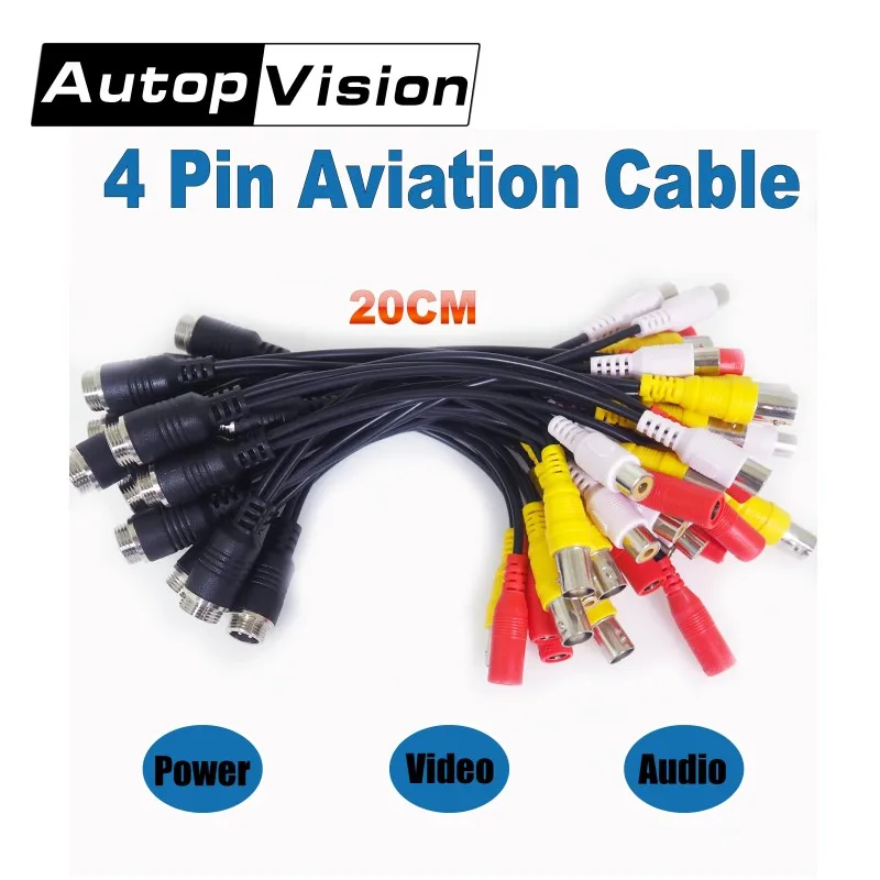 

Free shipping 20CM 4 PIN Aviation Cable to BNC Audio Video 12v Output Adaptor Cable for CCTV Camera Cable 0.656FT