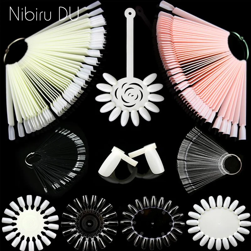 

False Nail Tips Color Card Practice Display Tools Transparent White Buckle Ring Manicure DIY Nail Display Nail Art Practice tool