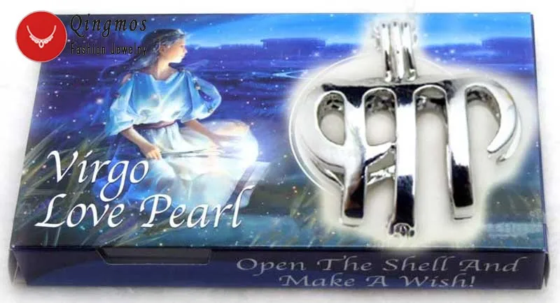 Qingmos Созвездие подарок желаний жемчуг Leo клетка держатель ожерелье для женщин с Oyster Love жемчуг Чокеры ожерелье 3636 - Окраска металла: Virgo