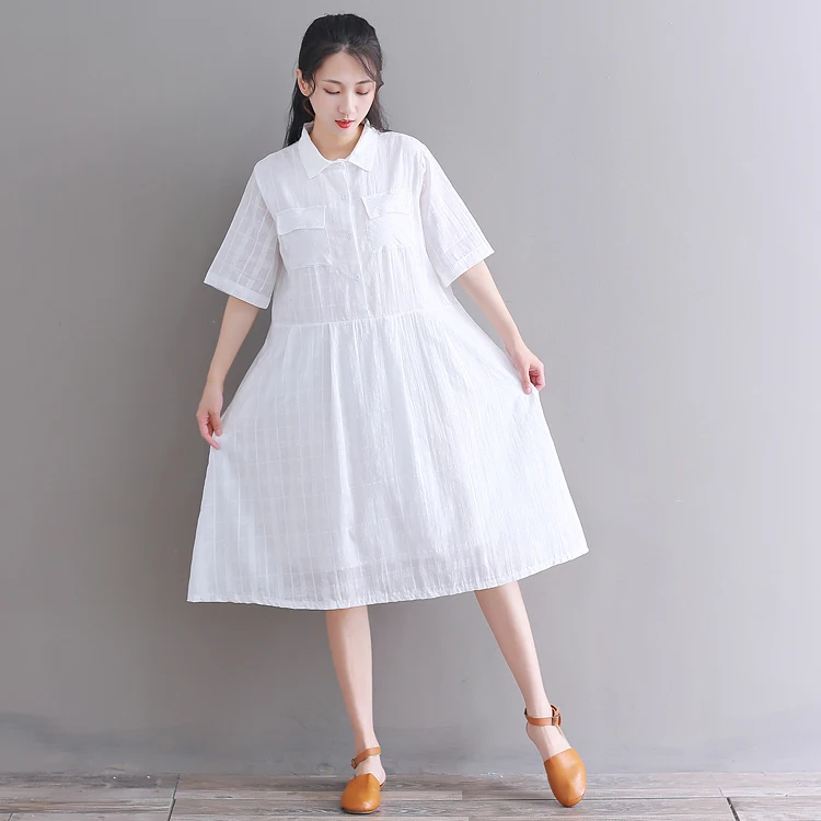 

2018 new arrivalsummer fashion casual women white party dress short sleeve elegant sweet cotton dress for lady