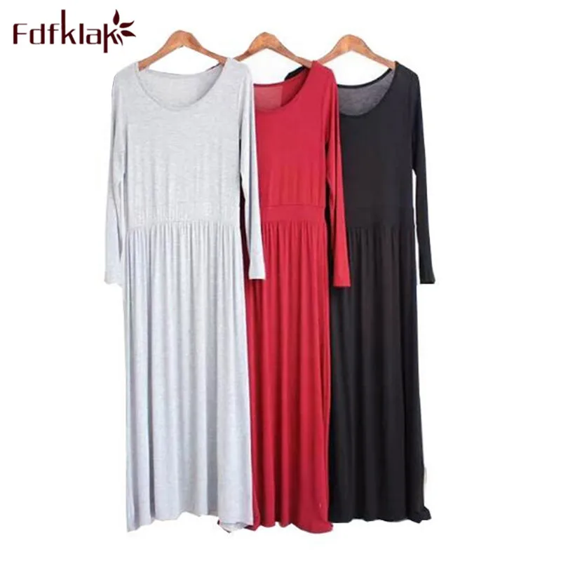 

Fdfklak Spring autumn nightdress women long sleeve cotton night dress soft women's nightshirt sleepwear clothes lady nightgown