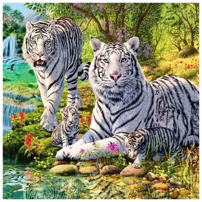 

New Full drilling Diamond Painting Scenery Tigers Diamond Embroidery Scenery Cross Stitch Home Decor Full Round drill Birthday