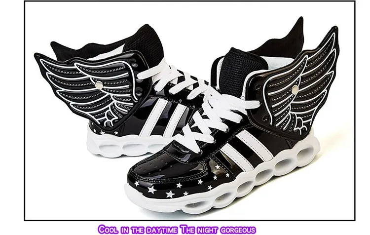 Meninas de Carregamento Crianças Sapatos Luminosa Meninos Usb Esporte Casuais Asa Brilhantes Tênis Luz Led 39 meninas de carregamento usb esporte sapatos casuais
